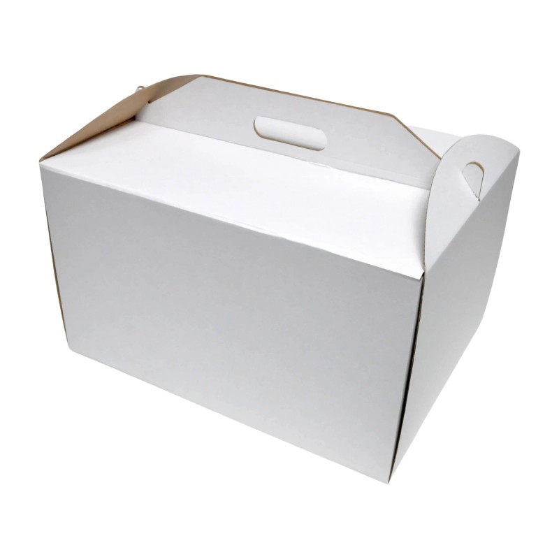 KARTON NA TORT BIAŁY Z RĄCZKĄ 420X320X250MM