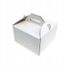 KARTON NA TORT BIAŁY Z RĄCZKĄ 220X220X140MM