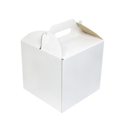 KARTON NA TORT BIAŁY Z RĄCZKĄ 260X260X320MM