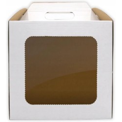 KARTON NA TORT Z OKIENKIEM BIAŁY 300X300X320MM
