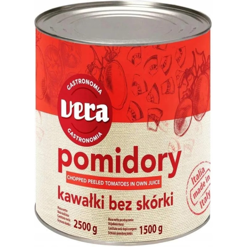POMIDORY BEZ SKÓRKI W KAWAŁKACH W SOSIE WŁASNYM (2,5 KG)