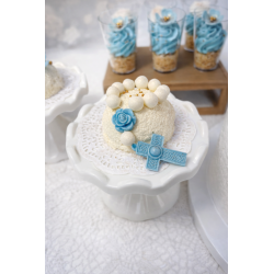 DEKORACJA CUKROWA RÓŻANIEC NIEBIESKI (1 SZT)