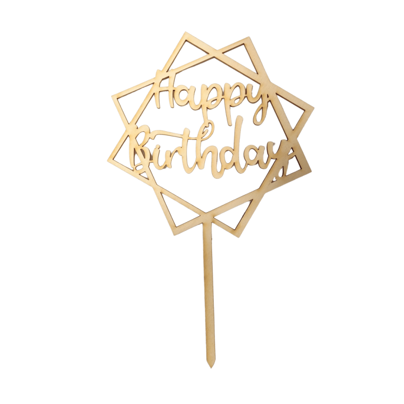 TOPPER HAPPY BIRTHDAY DREWNIANY 15 CM (1 SZT)