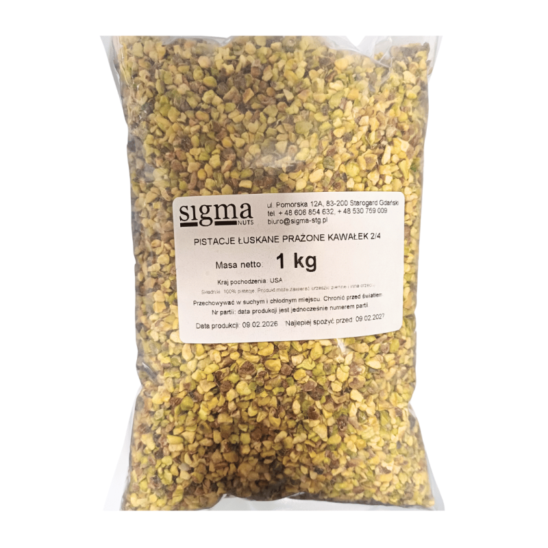 PISTACJE ŁUSKANE PRAŻONE KAWAŁKI 2/4 (1 KG)