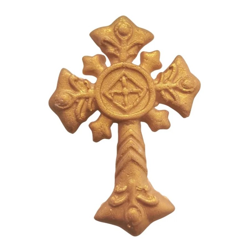 DEKORACJA CUKROWA KRZYŻ ZŁOTY (1 SZT)