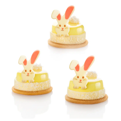 DEKORACJE CZEKOLADOWE KRÓLICZEK BIAŁO RÓŻOWY (135 SZT)