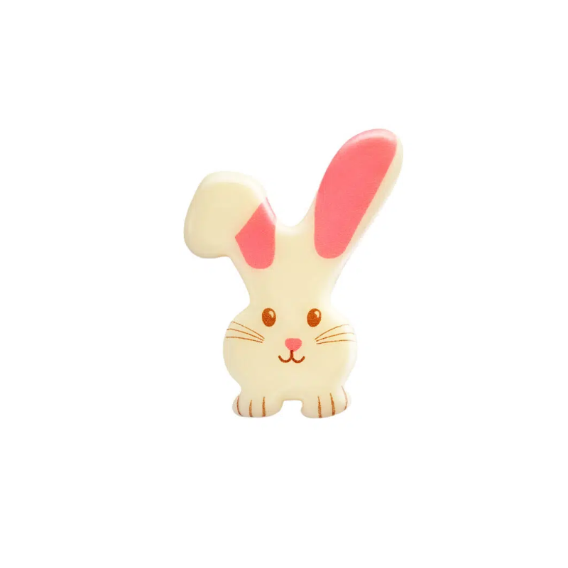 DEKORACJE CZEKOLADOWE KRÓLICZEK BIAŁO RÓŻOWY (135 SZT)