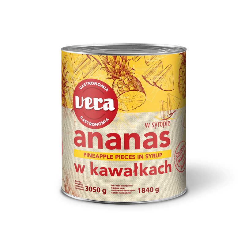 ANANAS KAWAŁKI NIEREGULARNE W SYROPIE (3050 G)