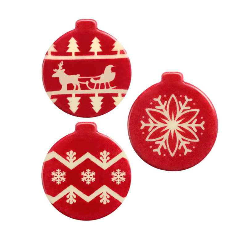 DEKORACJE CZEKOLADOWE CZERWONE BOMBKI (189 SZT)