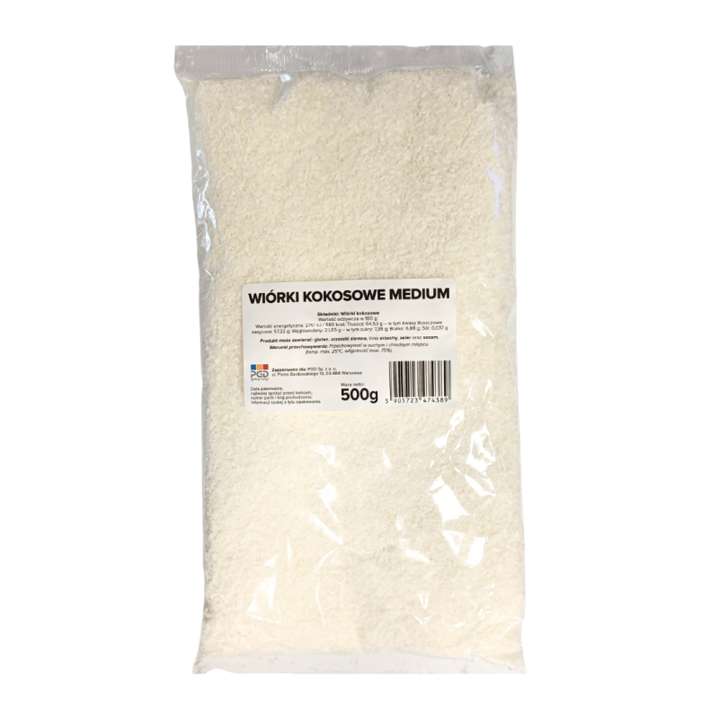 WIÓRKI KOKOSOWE MEDIUM (0,5 KG)